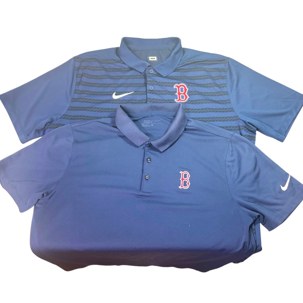 Nike Boston Red Sox Mens Dri-FIT Polo Shirts Lot of 2 Navy Blue MLB Size Large